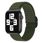 FVKOOG Bandes élastiques en nylon stretch Solo Loop compatibles avec Apple Watch 45 mm, 44 mm, 42 mm, réglables - Pour iWatch Série 8/7/6/5/4/3/2/1/SE, vert militaire