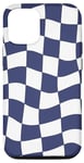 iPhone 12/12 Pro Navy Blue And White Wavy Checkered Checkerboard Case