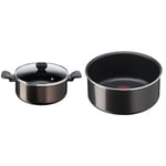 Tefal Faitout 24 cm (4,7 L) + couvercle verre, Tous feux sauf induction, Revêtement antiadhésif & Ingenio Casserole 20 cm, 3 L, Non induction, Revêtement antiadhésif, Empilable