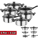 12X Induction Pan Set Saucepan Set Cookware Pot Non Stick Saucepan Glass Lid