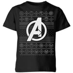 Marvel Avengers Logo Kids Christmas T-Shirt - Black - 3-4 Years