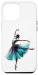 Coque pour iPhone 12 Pro Max Aquarelle ballerine danseuse turquoise