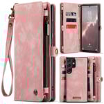 CaseMe Multi-Slot 2 i 1 Plånboksfodral Galaxy S24 Ultra Rosa