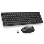 LeadsaiL Wireless Keyboard and Mouse Set, 2.4GHz USB Computer Keyboards and Mouse Combo, Full Size UK QWERTY Layout, Ergonomic Design with 12 Multimedia Shortcuts for HP/Lenovo Laptop and Mac-Black