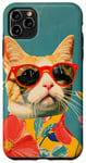 Coque pour iPhone 11 Pro Max Collages rétro rêveurs avec un chat heureux art