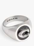 Coach C Motif Enamel Signet Ring, Silver