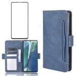 Phone Case for Samsung Galaxy S20 FE/5G Wallet Purse Leather Cover With Tempered Glass Screen Protector Card Holder Slot Stand Kickstand Heavy Duty Shockproof Rugged Protective s20fe s20fe5g Blue