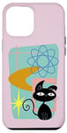 Coque pour iPhone 13 Pro Max Décor de chat de style atomique rétro vintage cool du milieu