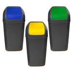 WELL HOME MOBILIARIO & DECORACIÓN Set of 3 Buckets - 15 l/U Swing Bin - Green, Blue and Yellow