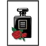 Artze Wall Art Perfume Noir Red Roses 2 Art Print Poster, 50 cm Width x 70 cm Height, Black