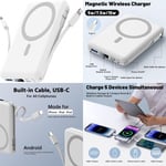 Yiisonger for Magsafe Power Bank, 10000mAh Magnetic Fast Charging White 