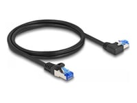 Delock - Nätverkskabel - Rj-45 (Hane) Rak Till Rj-45 (Hane) Vänstervinklad - 1 M - 6 Mm - S/Ftp - Cat 6A - Halogenfri, Hakfri - Svart