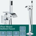 Freestanding Bathroom Tap Bath Shower Mixer Chrome Floor Mounted Free Standing