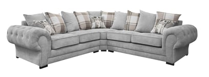 Huge Sale | Grey Fabric Corner Couch L Shaped Sofa Settee for Living Room Uk Main Lands
