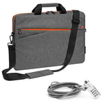 PEDEA Fashion Sacoche pour ordinateur portable jusqu'à 17,3" (43,9 cm) avec bandoulière et cadenas pour ordinateur portable Gris/orange