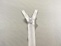 No.10 Plastic Zipper Open End Zip Heavy Duty from 24 to 220 inch, (White (101) - Reversible Puller, 60 inch - 150 cm)