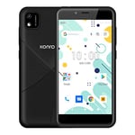 Konrow - Soft 5 Max - Smartphone 4G Double SIM - Écran 5'', Mémoire 16 Go Extensible à 64 Go, Bluetooth 4.0, WiFi, GPS, Batterie 2500 Mah, 2 Caméras de 8 & 5 Mpx - Android 12 (Édition Go) - Noir