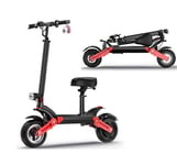 GASLIKE Folding Electric Scooter for Adults with Seat, 12 Inch Off-Road Tires, Maximum Speed 35Km/H - Endurance 40-150KM, with Double Braking And Full Suspension,Road tire,48V10.4AH