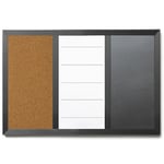 Galleri Papper Anslagstavla 3 i 1 - Whiteboard (Magnetisk), Griffeltavla & Kork 60 x 40 cm