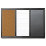 Galleri Papper Anslagstavla 3 i 1 - Whiteboard (Magnetisk), Griffeltavla & Kork 60 x 40 cm