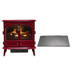 Dimplex Opti-Myst Grand Rouge Electric Stove 2kW With Hearth Pad Bundle