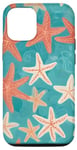 Coque pour iPhone 13 Coquillages d'étoiles de mer cool motif vagues de corail