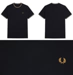 Fred Perry Mens Black Twin Tipped Ringer T-Shirt Size UK M 38" Chest M1588 R88