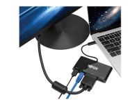 Tripp Lite USB 3.1 Gen 1 USB-C Adapter Converter Thunderbolt 3 Compatible 4K @ 30Hz - HDMI, VGA, USB-A Hub Port and Gigabit Ethernet, Black - Dockningsstation - USB-C 3.1 - VGA, HDMI - 1GbE