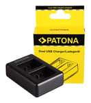 Patona Dual Quick-Lader for Garmin VIRB XE, GMICP902624 inklusiv Micro-USB kabel 150601931 (Kan sendes i brev)