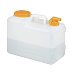 relaxdays Bidon d’Eau avec Robinet, 15 litres, Plastique sans BPA, Couvercle, poignée, réservoir, Blanc/Orange
