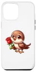 iPhone 14 Plus Sparrow and flowers - Sparrow holding a red rose Case