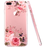 JIAXIUFEN Coque iPhone 7 Plus, Coque iPhone 8 Plus, TPU Coque Silicone Étui Housse Protecteur Fleur Floral - Rose Flower