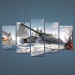 TOPRUN Picture prints on canvas 5 pieces paintings modern Framed artwork Photo Home Decoration 5 panel War World of Tanks Gaming IS-7 HeavyTank Wall art 150 x 80 cm