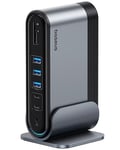 Baseus Station d'acceuil USB C 3 Moniteur 4K@60Hz [17 en 1] USB Hub Adaptateur avec 2 HDMI, DisplayPort, 3 USB-A3.0 5Gbps, 2 USB-C3.0, PD 100W, Gigabit Ethernet pour HP/Lenovo/Dell/MacBook/Surface