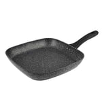 Salter BW05752S Megastone 28cm Griddle Pan - Non-Stick Grill Pan, Square Frying Pan, Corrosion-Resistant Forged Aluminium, Soft-Touch Handle, Induction Hob Suitable, Metal Utensil/Dishwasher Safe
