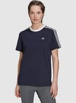 adidas Sportswear Essentials 3-stripes T-shirt - Navy, Navy, Size 2Xs, Women