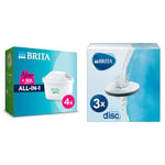 BRITA MAXTRA PRO All in One Water Filter Cartridge 4 Pack - Original BRITA Refill red & MicroDisc Replacement Filter Discs for Fill&Go and Filter Bottles, Reduce Chlorine, microparticles and Other