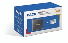 Pack SSD Externe Samsung T7 2 To Gris + Carte microSD Evo Plus 64 Go