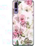 Huawei P20 Pro Transparent Mobilskal Rosa blommor