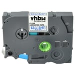 vhbw Ruban compatible avec Brother PT E110, E100B, E300, E115, E105, E200, E100, E100VP imprimante d'étiquettes 12mm Bleu sur Transparent