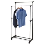 Storage Solutions Clothing Rack Double Hangers with Wheels Adjustable 80x42x(90-