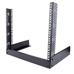 StarTech.com 8U 19" Desktop Open Frame Rack - 2 Post Free-Standing Network Rack Switch Depth for Patch Panel/Data/AV/Communication/Studio/IT Equipment 110lb(50kg) Capacity w/Cage Nuts/Screws (RK8OD2)