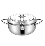 Deep Fryer Pot Stainless Steel Chip Pan Cooker with Degree Lid Frying Pot for Kitchen 20CM Kitchen Utensils