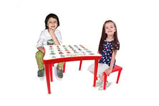 Jamara 460737 Easy Learning Ensemble de 3 chaises pour Enfant en Plastique Robuste, Convient pour l'intérieur et l'extérieur, Bords arrondis, démontable et Table avec Images d'apprentissage, Rouge