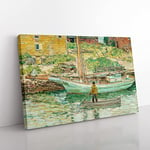 Oyster Sloop By Childe Hassam Classic Painting Canvas Wall Art Print Ready to Hang, Framed Picture for Living Room Bedroom Home Office Décor, 60x40 cm (24x16 Inch)