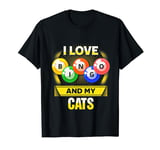 Cat Lover I Love Bingo & My Cats Funny Family Cute T-Shirt