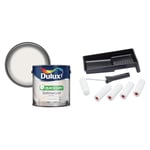 Dulux Quick Dry Satinwood Paint For Wood And Metal - Pure Brilliant White 2. 5 Litres & Fit For The Job 7 pc Foam Mini Paint Roller Set for Painting with Gloss & Satin