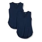 Amazon Essentials Women's Jersey Standard-Fit V-Neck Vest (Previously Daily Ritual), Pack of 2, Navy, XXL