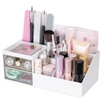 Kiperline Organisateur de maquillage avec petits tiroirs, Blanc rangement make up pour coiffeuse, salle de bain, bureau