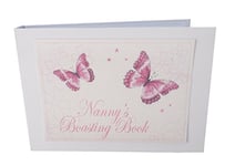 White Cotton Cards "pour bébé Inscription Nanny's Boasting Book Motif Papillons Rose Design Tiny Valeur Album Photo, Blanc